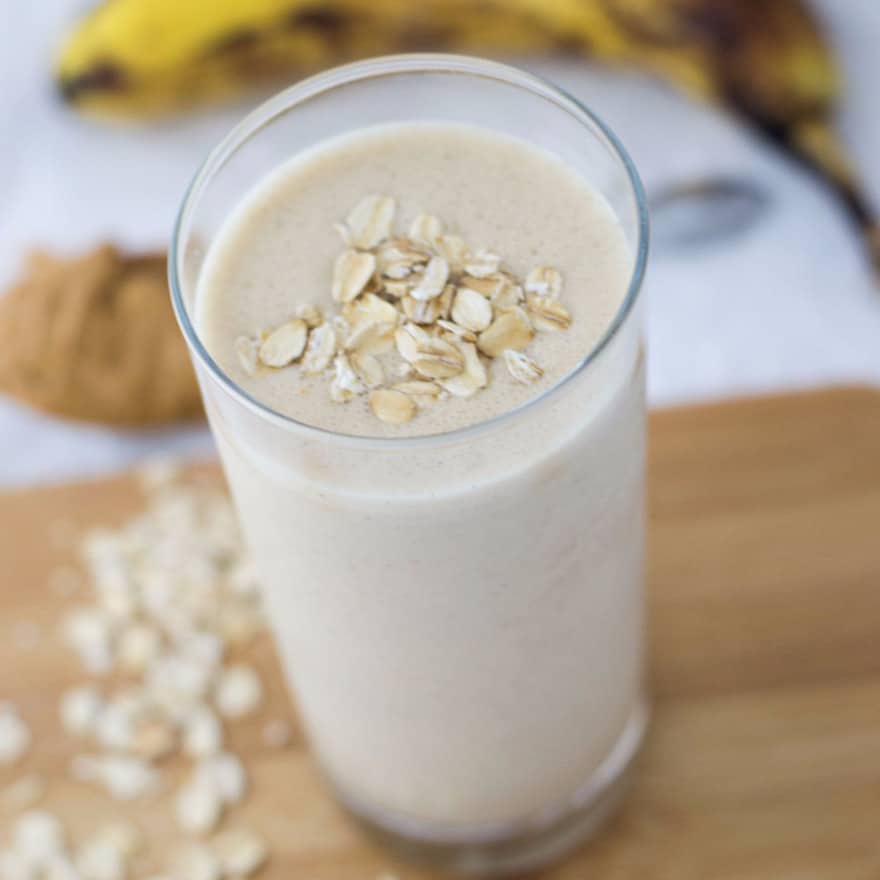 A Peanut Butter Banana Breakfast Smoothie is a great way to start your morning! It's packed with protein, so it'll fill you up!