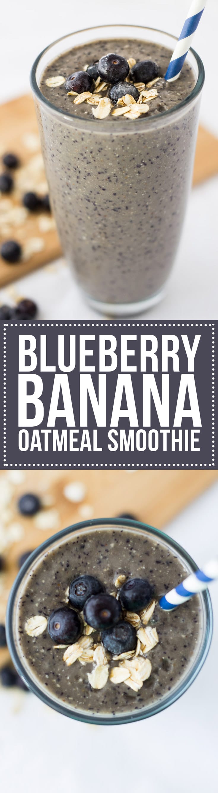 This Blueberry Banana Oatmeal Smoothie is the perfect breakfast smoothie recipe to start the day! With fresh fruit, whole grains and yogurt, it's so good for you!