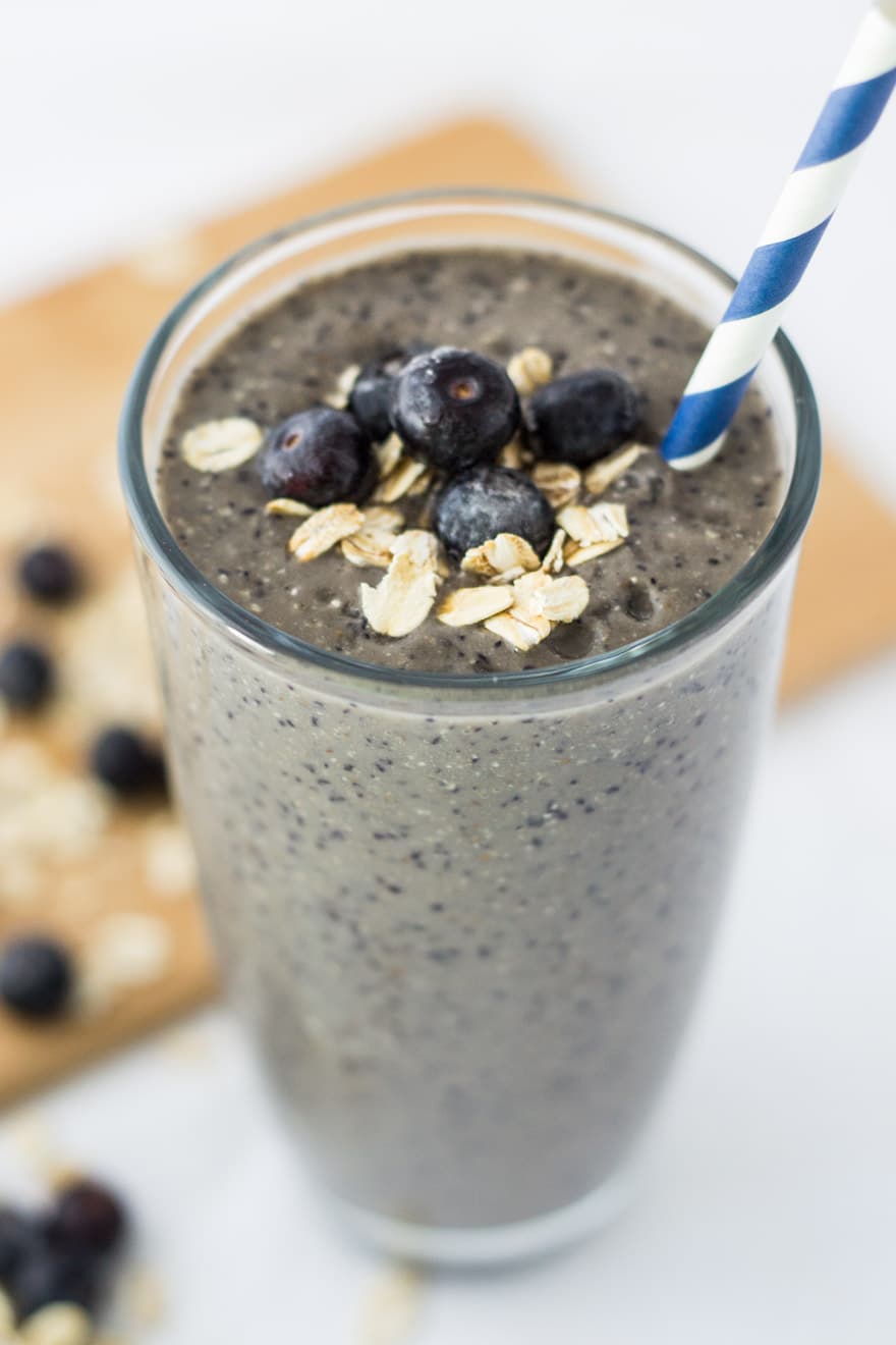 This Blueberry Banana Oatmeal Smoothie is a delicious way to start your morning!