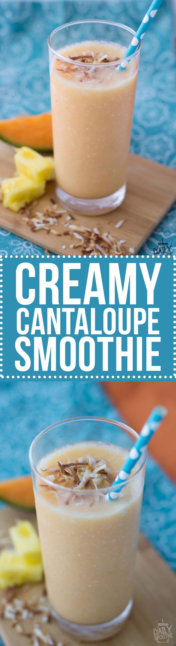 This creamy cantaloupe smoothie is a refreshing summer drink! With lots of cantaloupe blended with coconut milk and pineapple, drinking one feels like you're on a vacation!