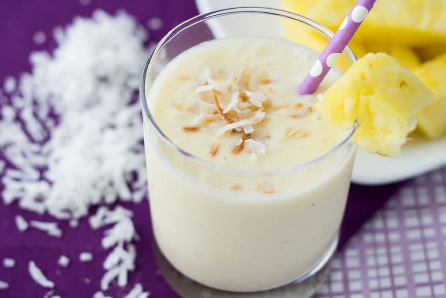 Delicious and creamy pineapple coconut smoothie for summer