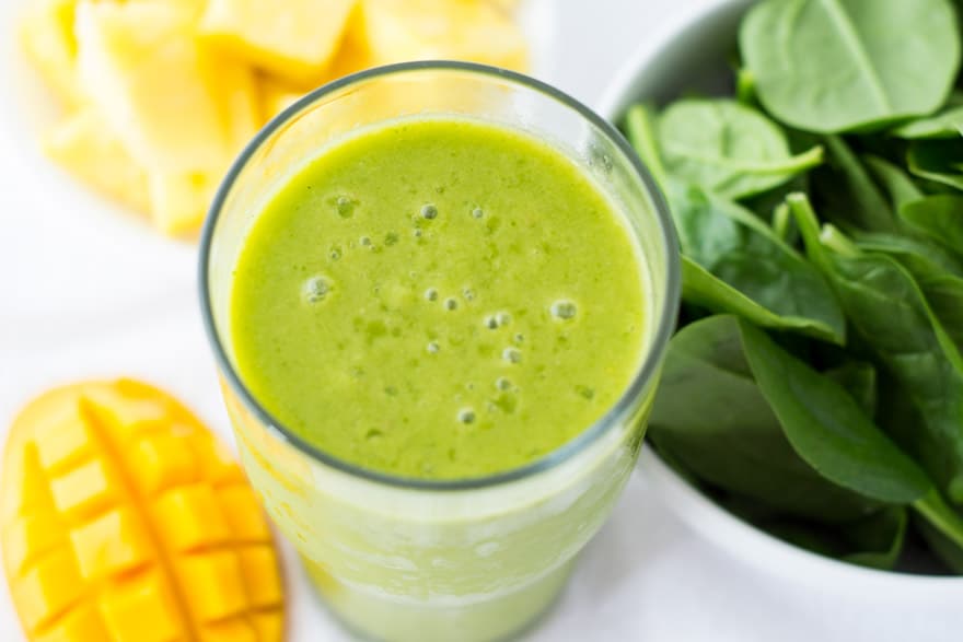 Tropical Green Smoothie with Pineapple and Mango