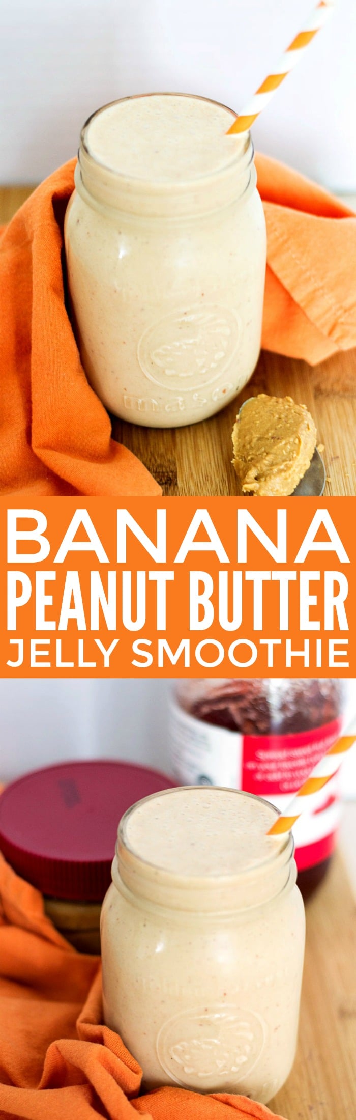 This creamy Peanut Butter Jelly Smoothie is a delicious way to fill up on the go. It's a great source of protein, and who doesn't love that classic PB&J combination?