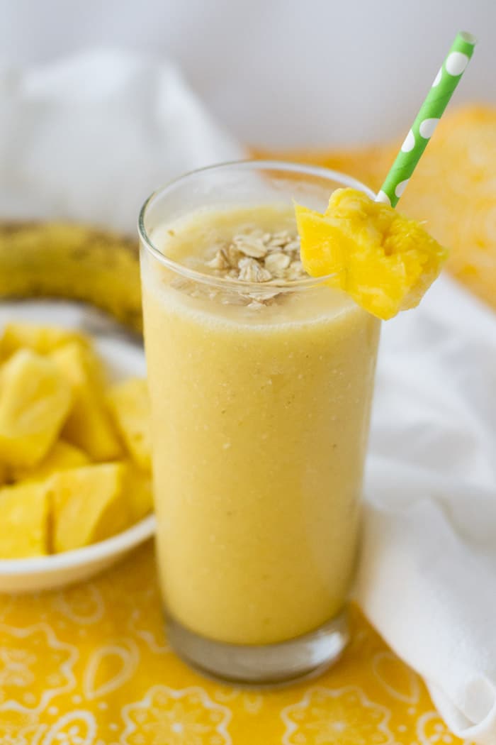 Tropical Breakfast Smoothie with Pineapple and Coconut Milk