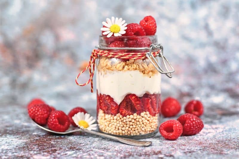 layered parfait with quinoa