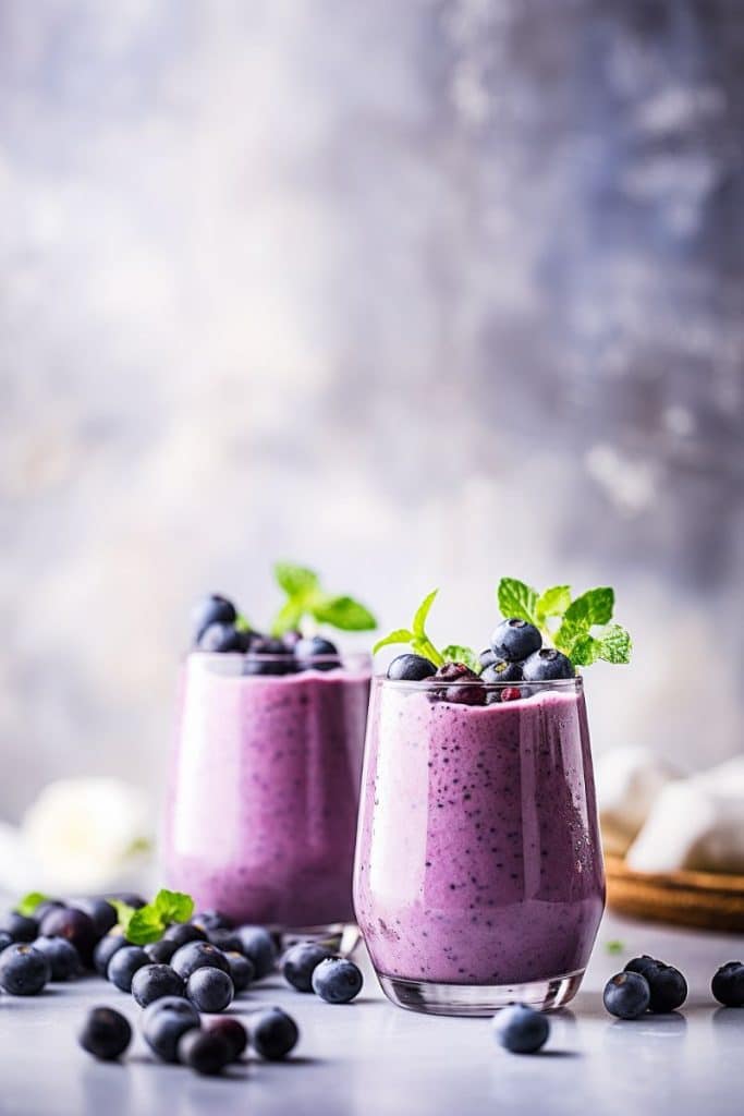 vertical blueberry smoothies