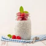 chia seed pudding topped with raspberries